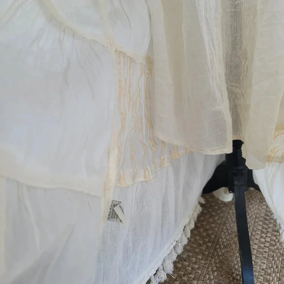 NWT White Maxi Dress Sleveless Embroidere Trim Tassels Flowy Summer Beach Long S - Picture 14 of 16